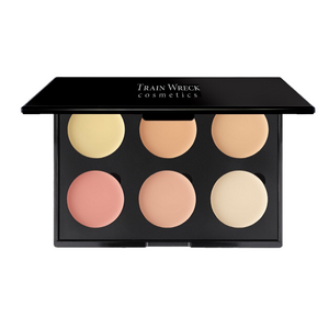 Train Wreck Cosmetics Revolutionary Corrector Palette 6 Well for light to medium skin tones.